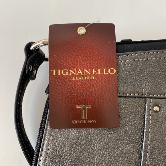 NWT Tignanello Leather Crossbody Pewter Shoulder Bag - Picture 13 of 16
